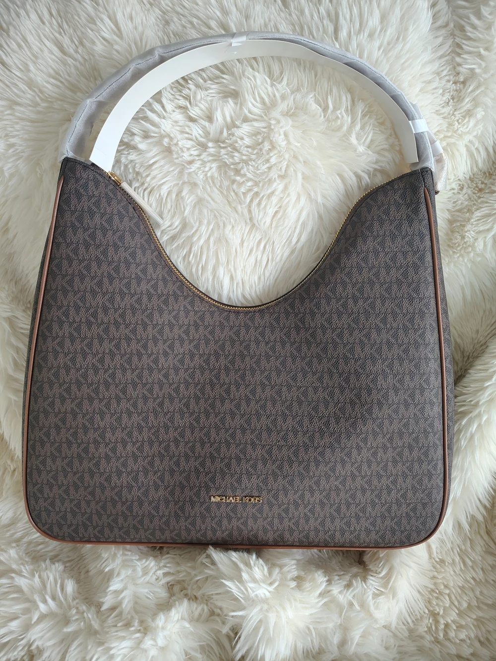 Michael Kors Nayla Brown Monogram Shlder Hobo with Wallet Set NWT